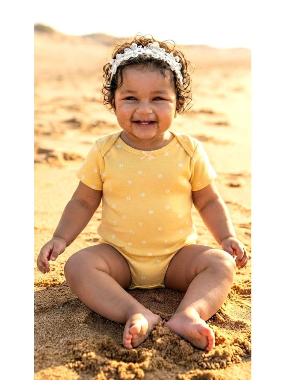 Carter's Baby Girl Yellow Daisies & Peaches Bodysuit Set sz 18M